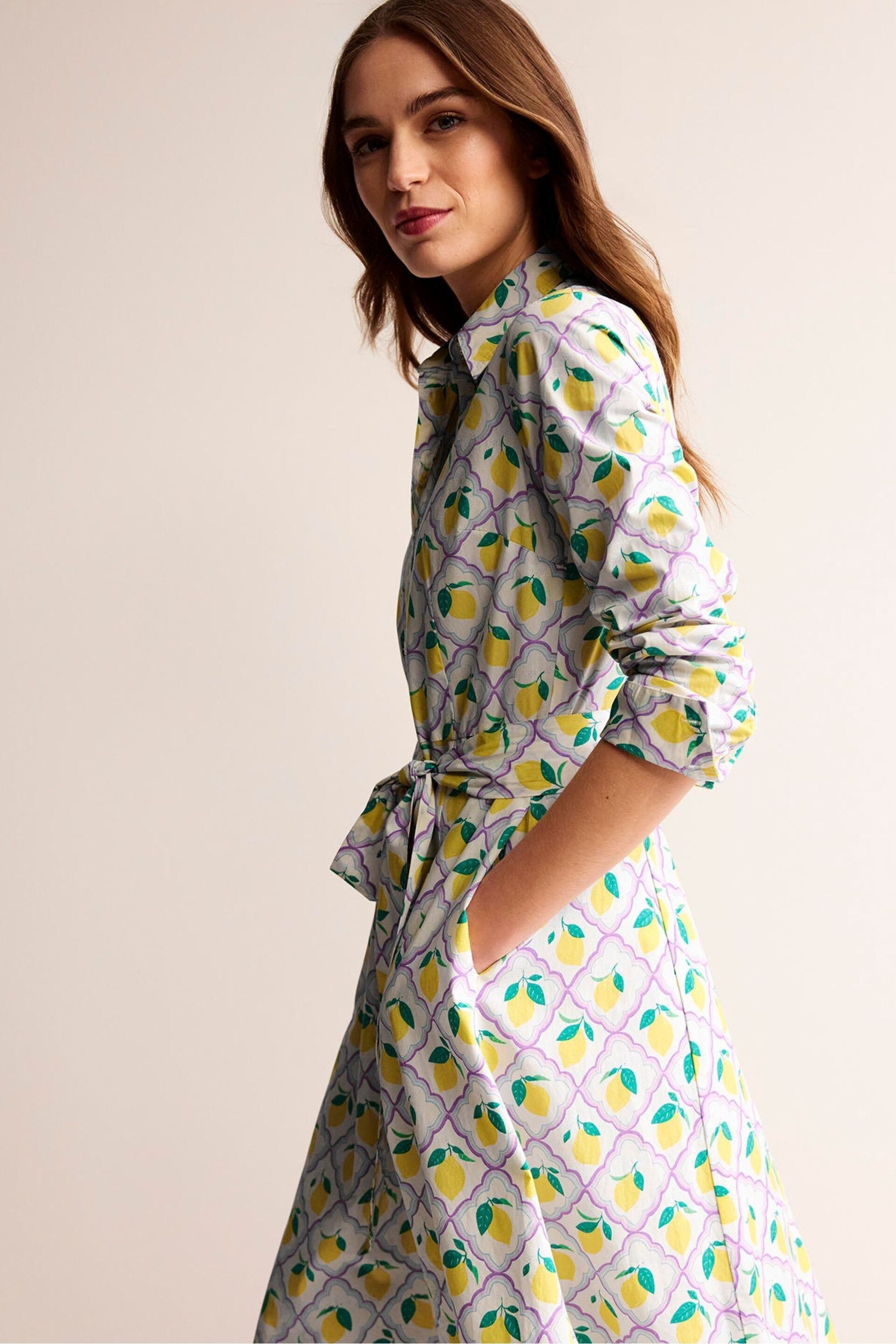 Boden Cream Amy Cotton Midi Shirt Dress - Image 4 of 6