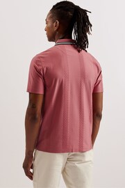 Ted Baker Slim Fit Pink Orbite Short Sleeve Jacquard Polo Shirt - Image 4 of 5