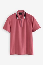 Ted Baker Slim Fit Pink Orbite Short Sleeve Jacquard Polo Shirt - Image 5 of 5