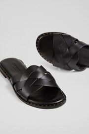 LK Bennett Black Leather Amara Flat Sliders - Image 4 of 4