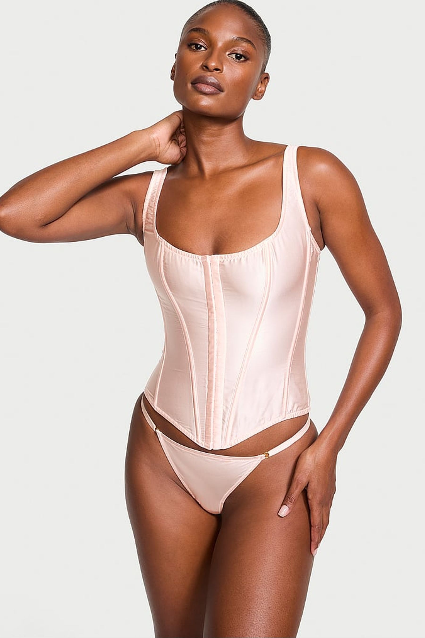 Pink corset bodysuit top