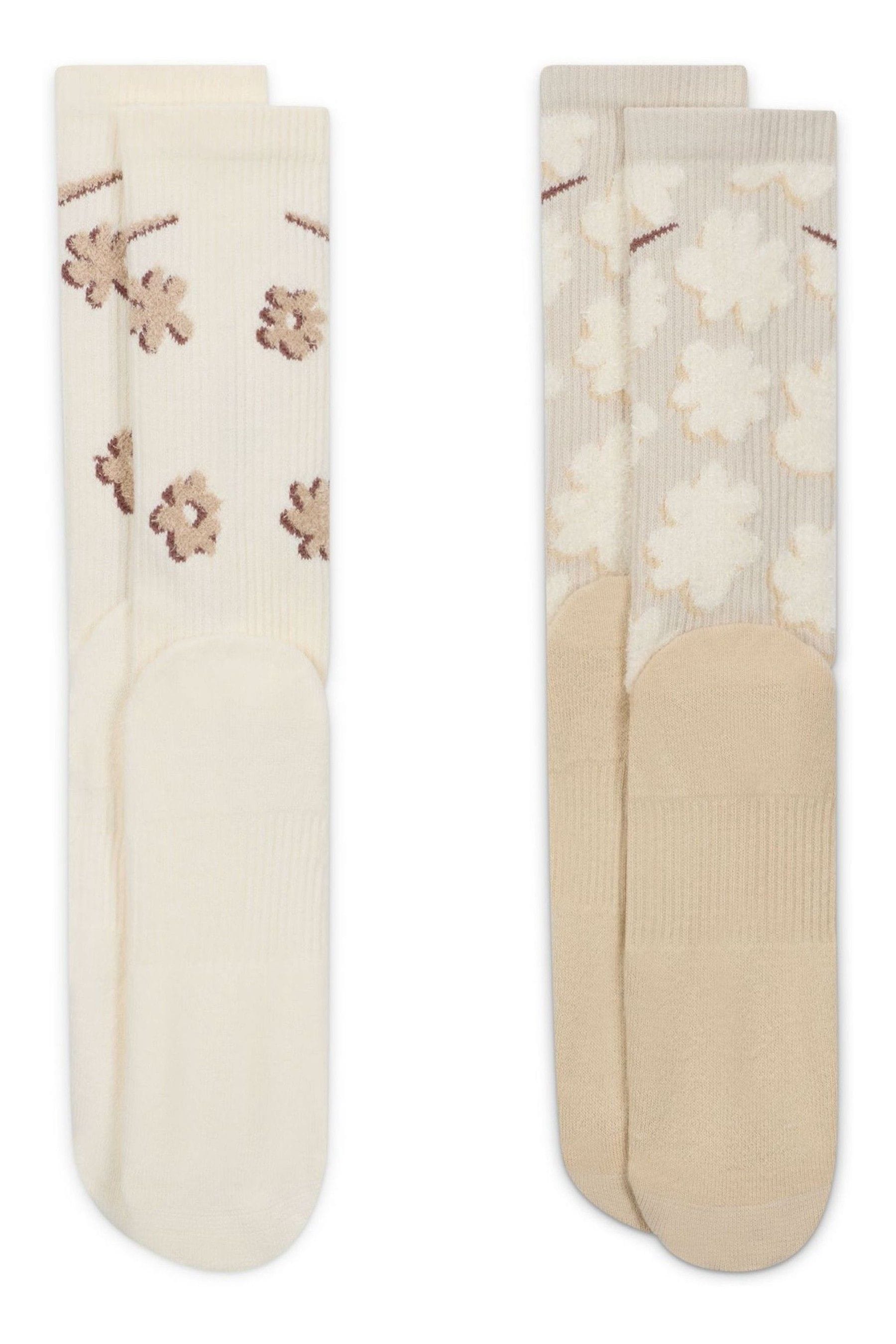 Buy Nike Neutral Everyday Plus Flower Cushioned Crew Socks 2 Pack from the Next UK online shop