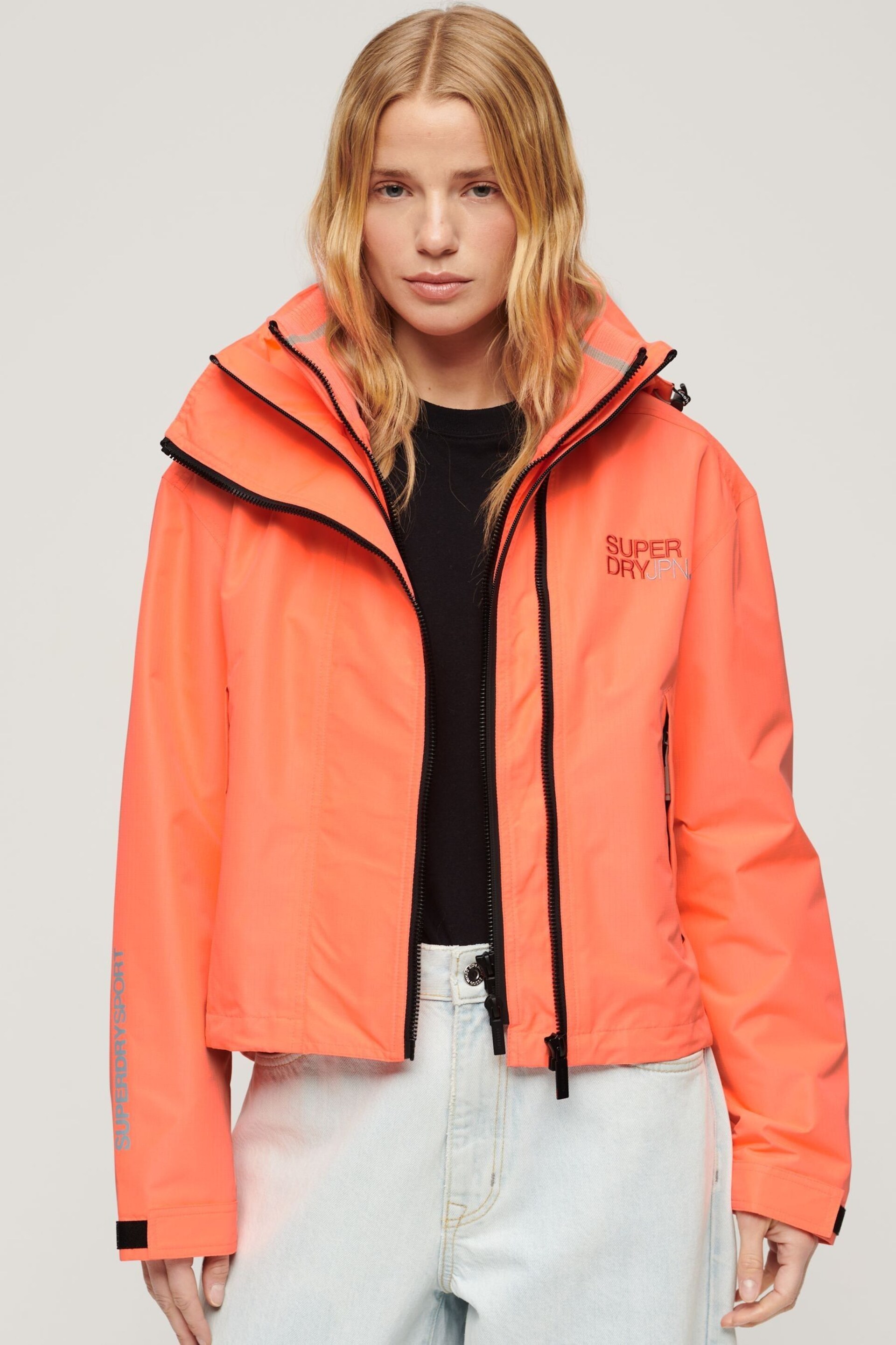 Superdry Pink Hooded Embroidered SD Windbreaker Jacket - Image 1 of 4