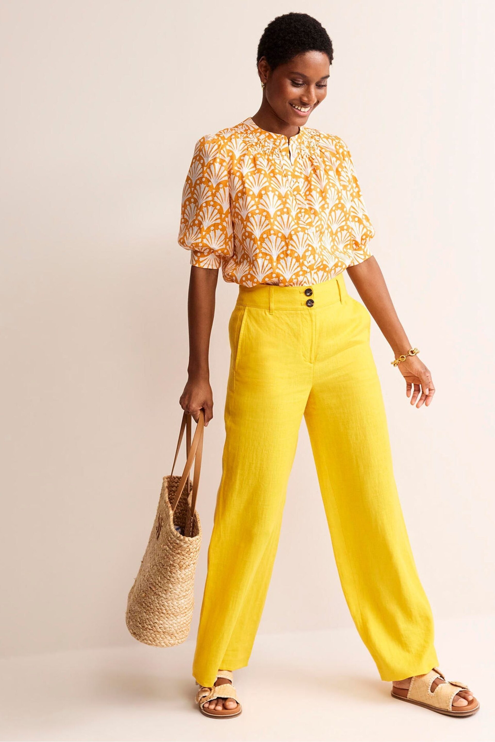 Boden Yellow Ada Linen Top - Image 2 of 5