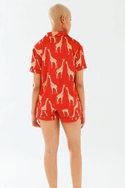 Chelsea Peers Red Satin Giraffe Print Short Pyjama Set - Image 4 of 5