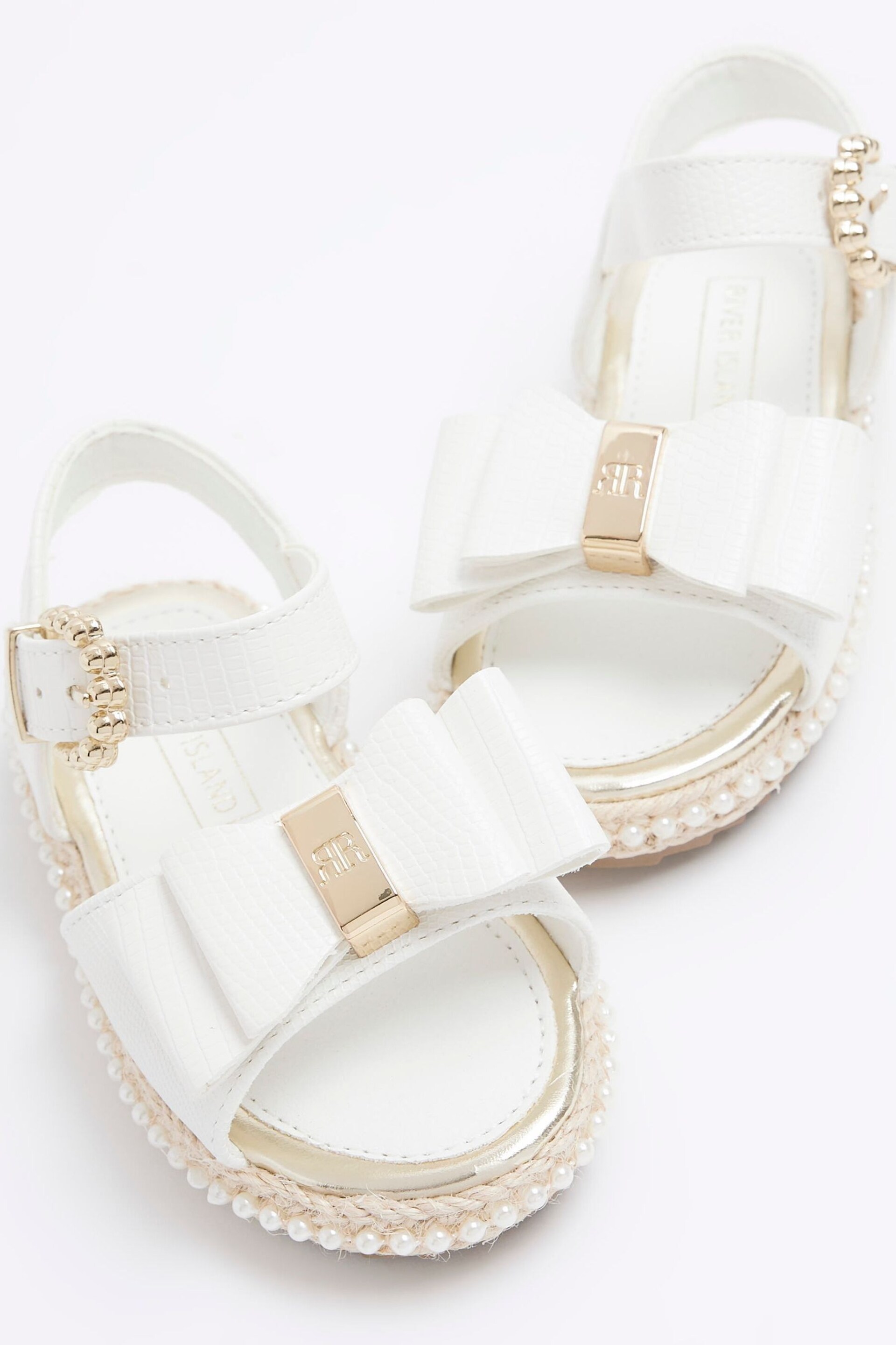 River Island White Girls White 3D Bow Espadrille - Image 4 of 4