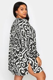 Yours Curve Black Abstract Print Crinkle Beach Shirt - Image 1 of 1