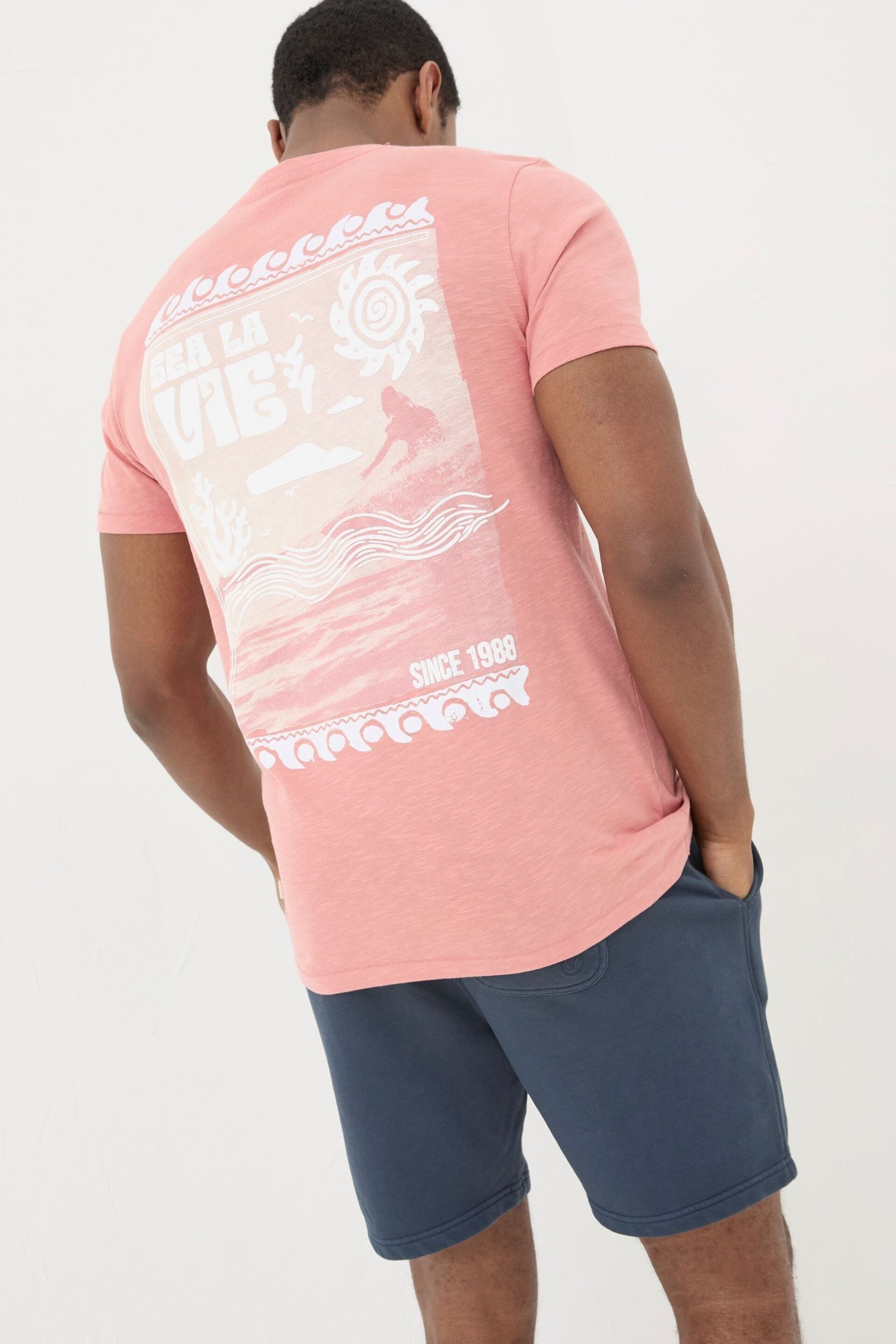 FatFace Orange Sea La Vie T-Shirt - Image 2 of 7