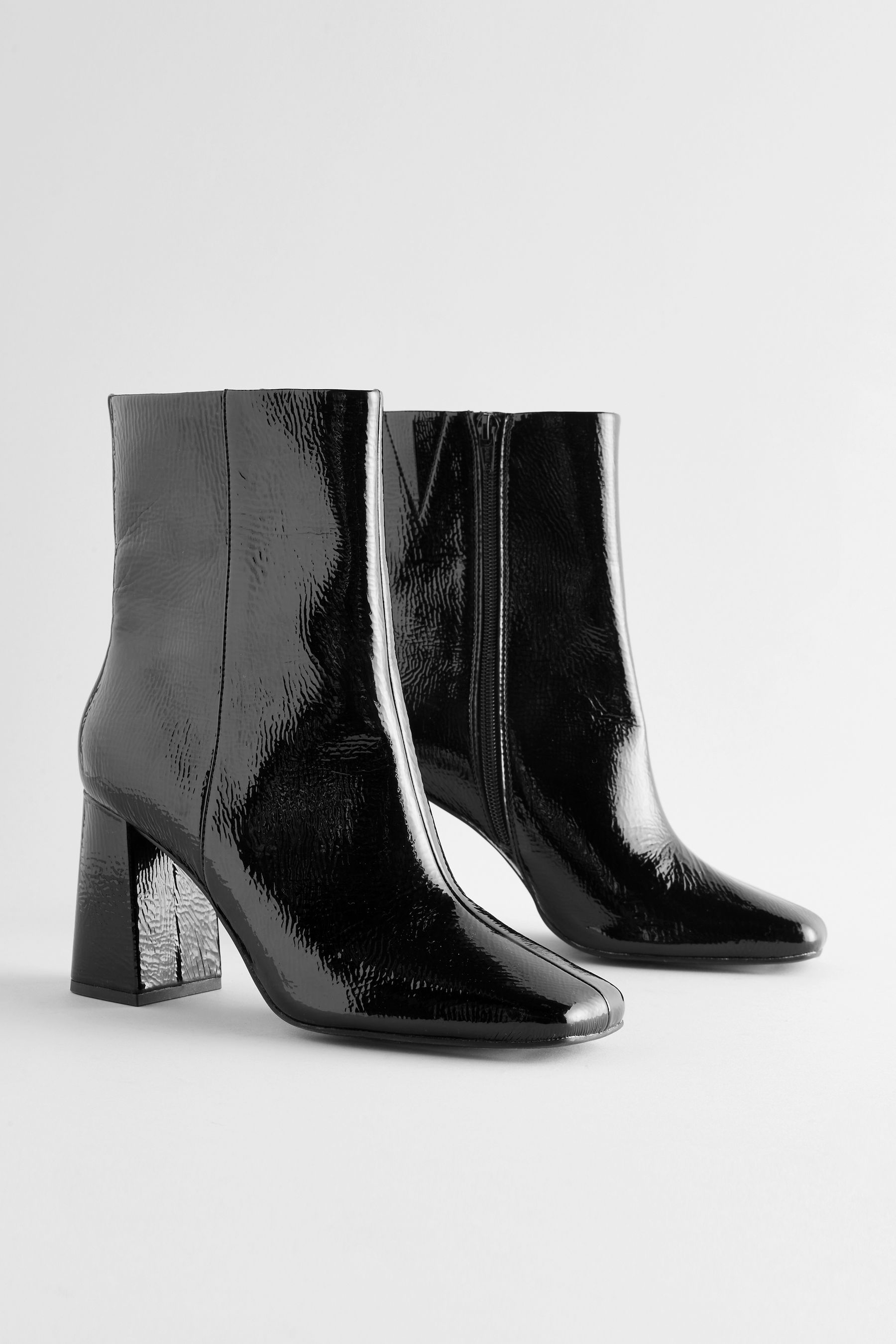 Square toe patent boots top