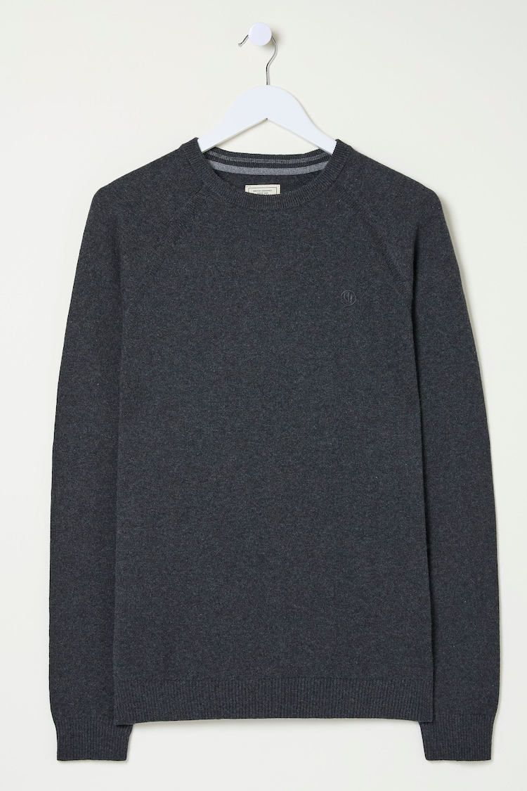 FatFace Rye Charcoal Grey Cotton Cashmere Crew Neck Jumper - Image 3 of 3