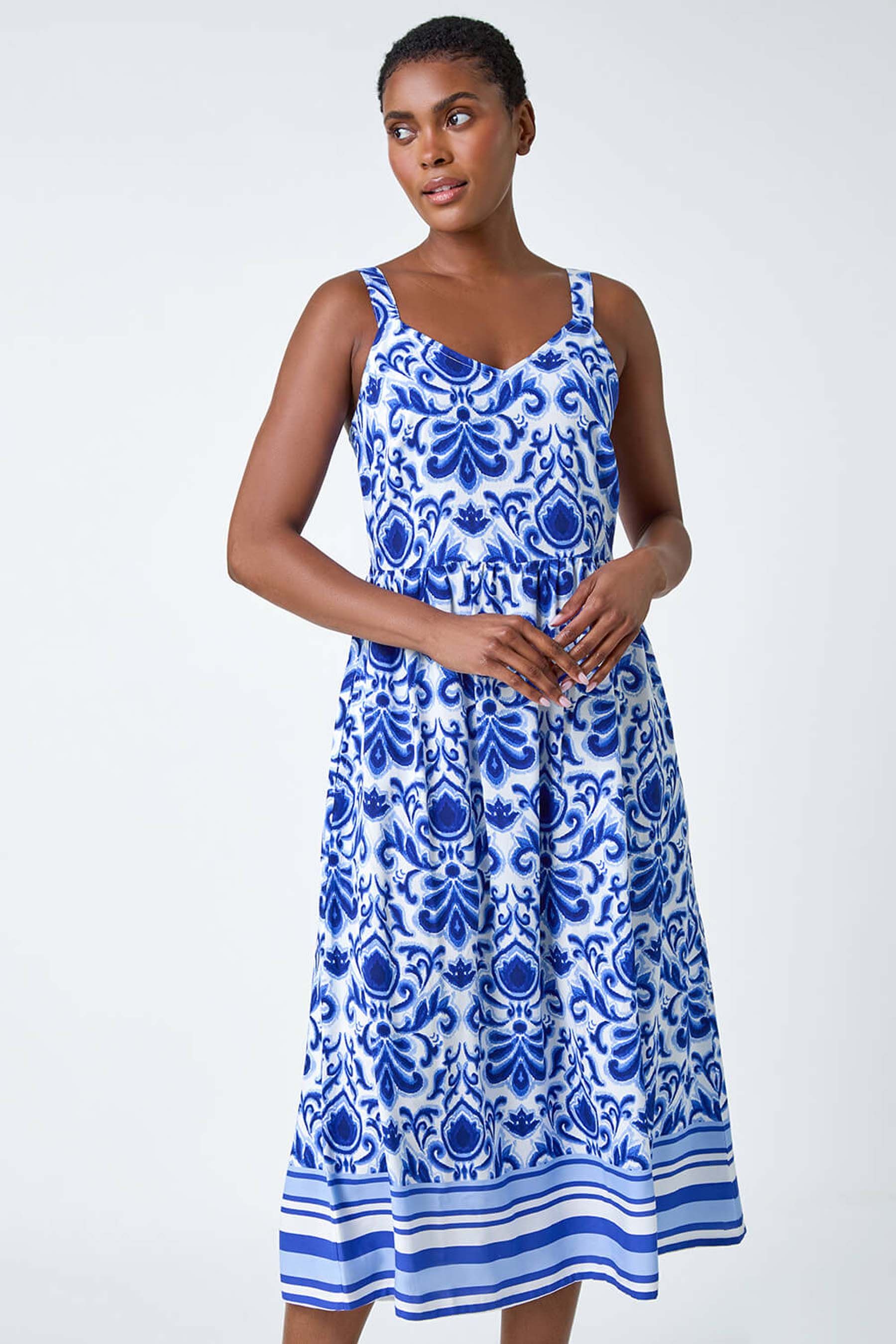 Roman blue and white dress online