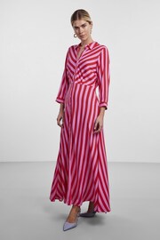 YAS Pink Maxi Length Shirt Dress - Image 1 of 3