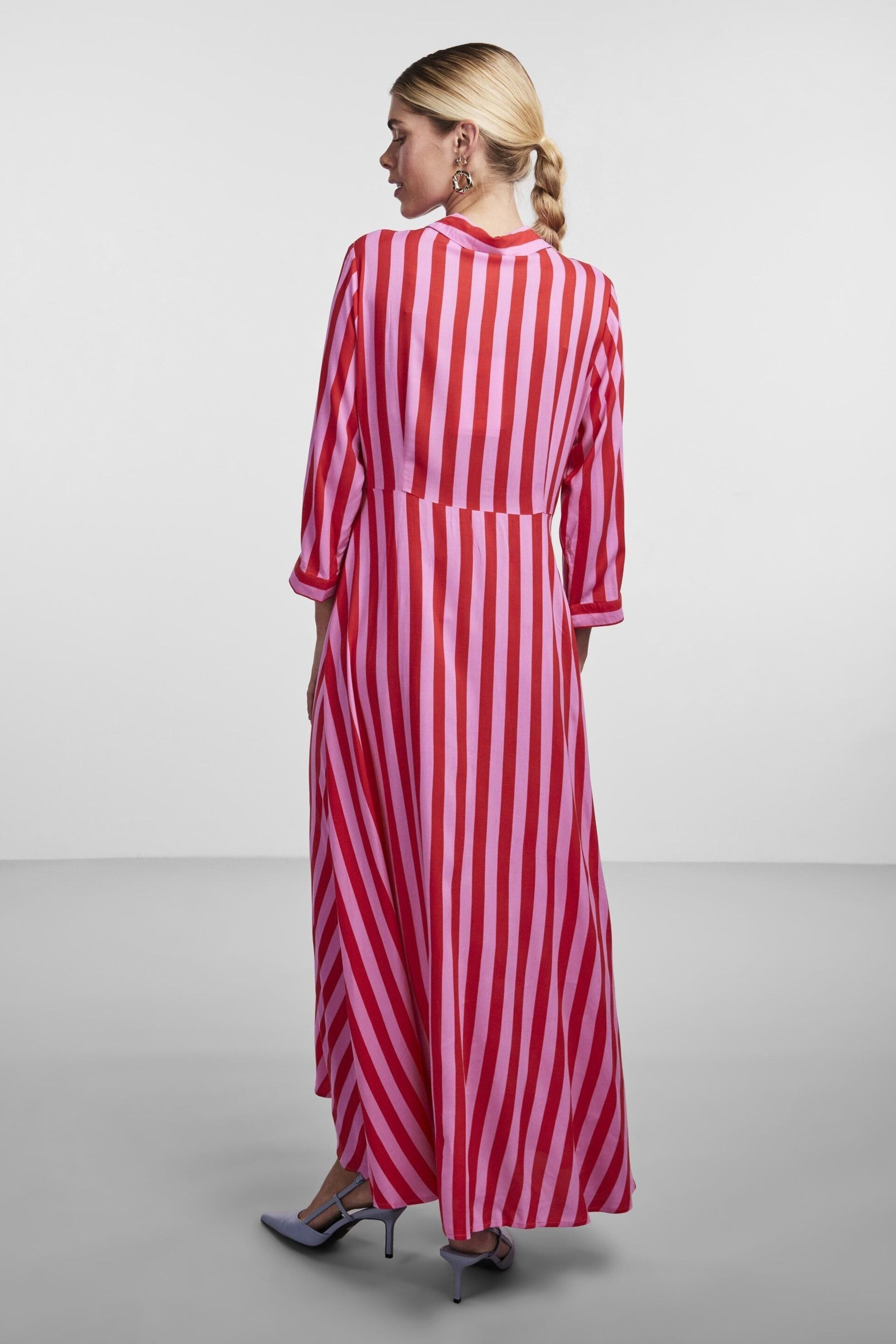 YAS Pink Maxi Length Shirt Dress - Image 2 of 3