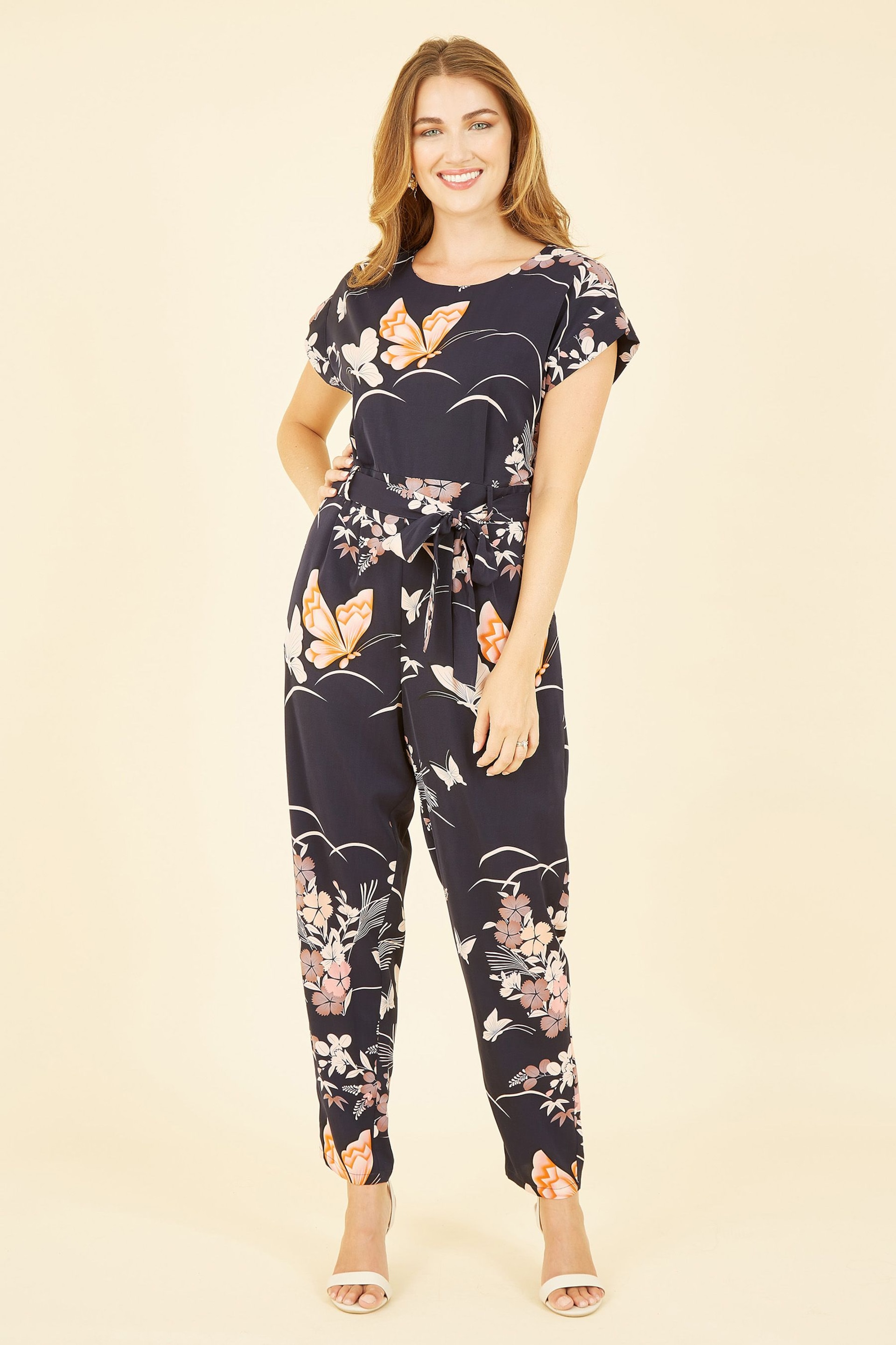 Yumi Blue Butterfly Print Jumpsuit - Image 3 of 5