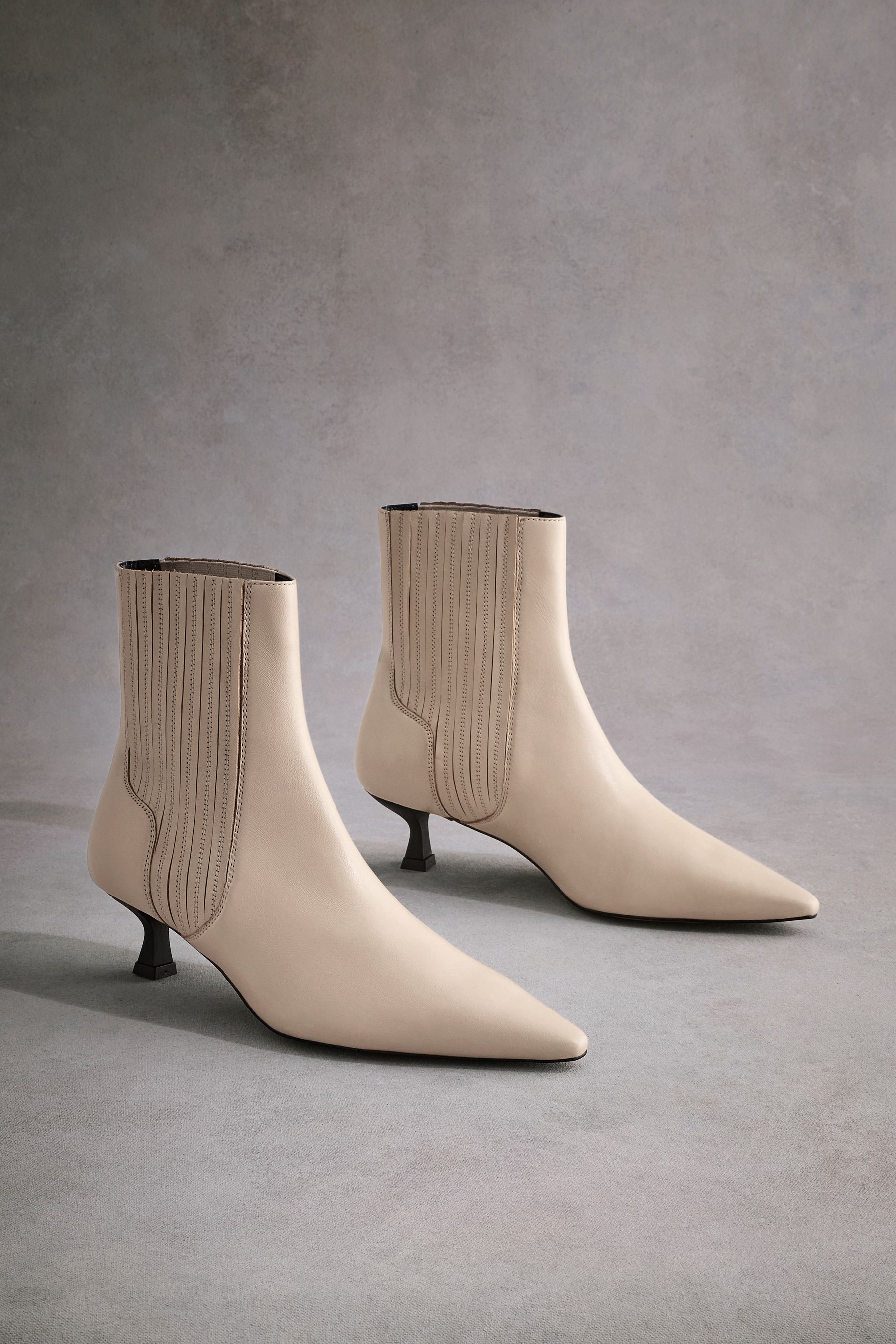Buy Neutral Tabitha Simmons Kitten Heel Elvina Ankle Boots from Next Luxembourg