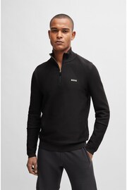 BOSS Black Zip Neck Stretch Sweatshirt - Image 2 of 5