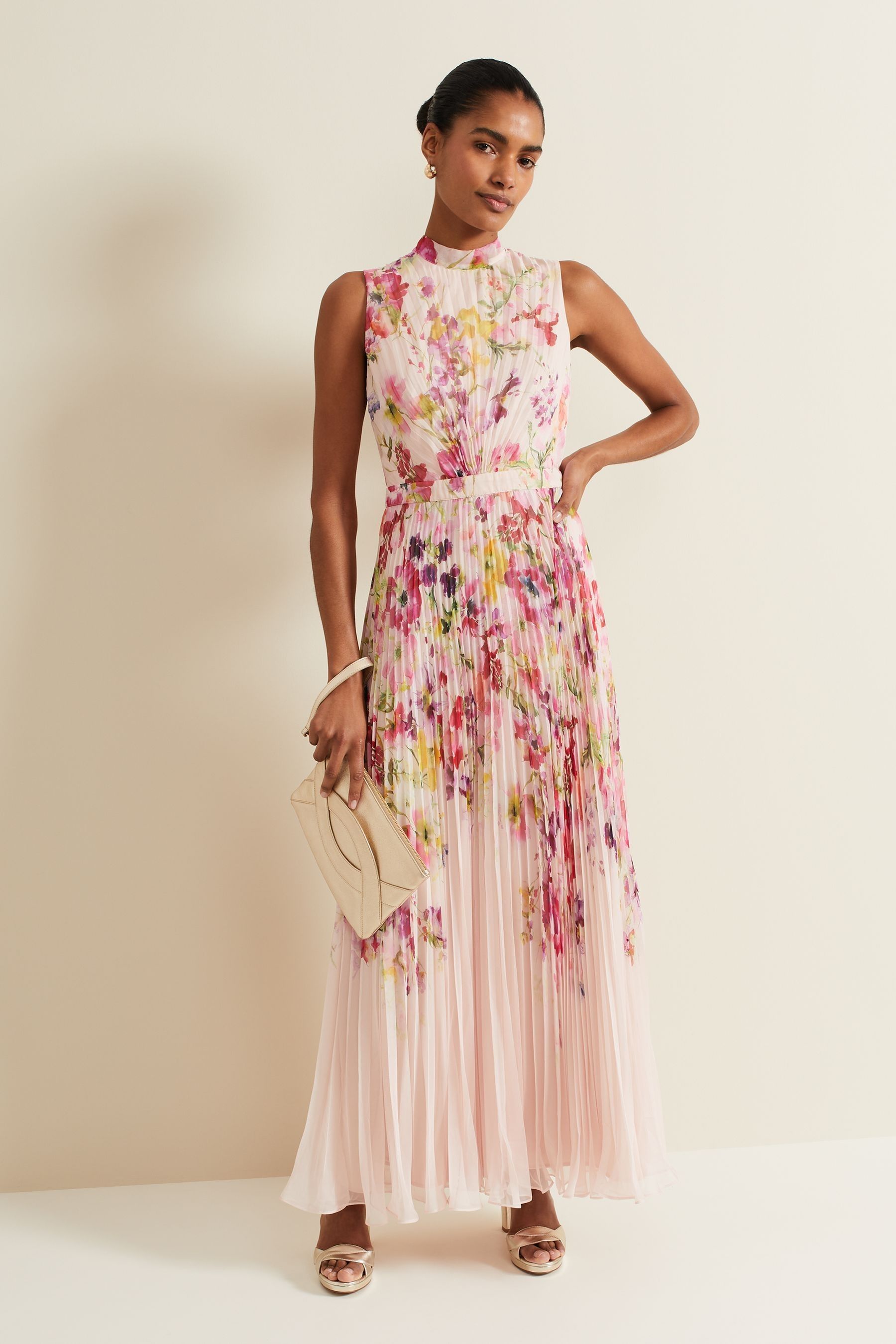 Buy Phase Eight Multi Dahlia Print Pleat Midaxi Dress from the Next UK online shop