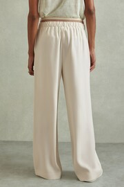 Reiss Cream Fleur Petite Waistband Detail Wide Leg Trousers - Image 5 of 7