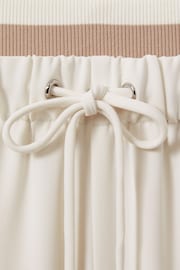 Reiss Cream Fleur Petite Waistband Detail Wide Leg Trousers - Image 6 of 7