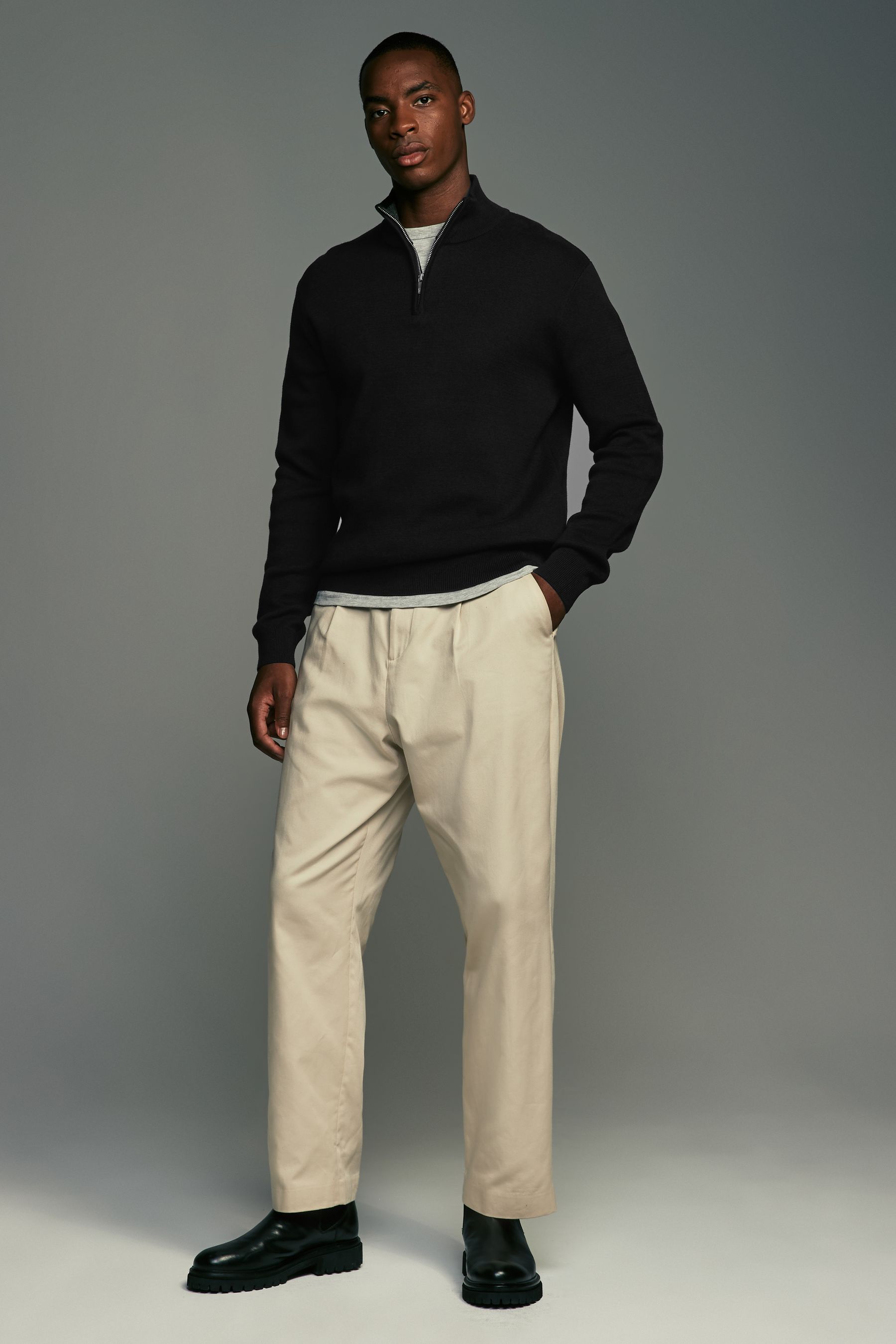 Buy Black Navy Blue Regular Fit 100 Cotton Premium Quarter Zip Jumpers 2 Pack from the Next UK online shop