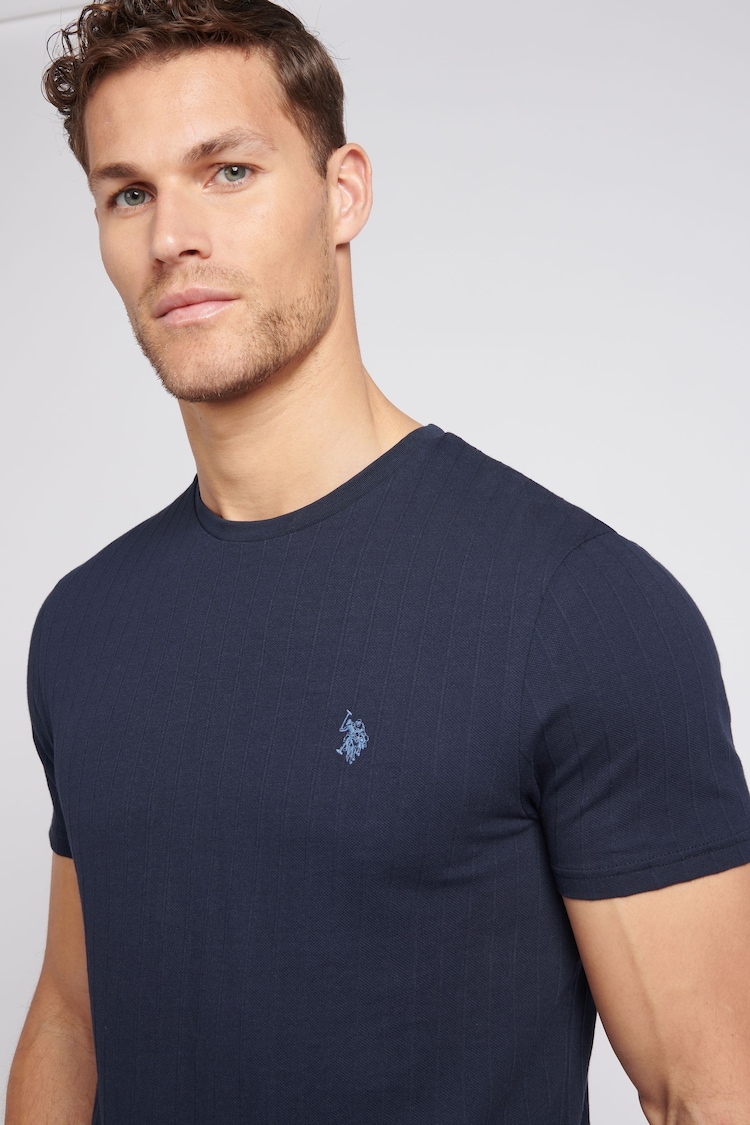 U.S. Polo Assn. Classic Fit Mens Blue Verticle Texture T-Shirt - Image 2 of 7