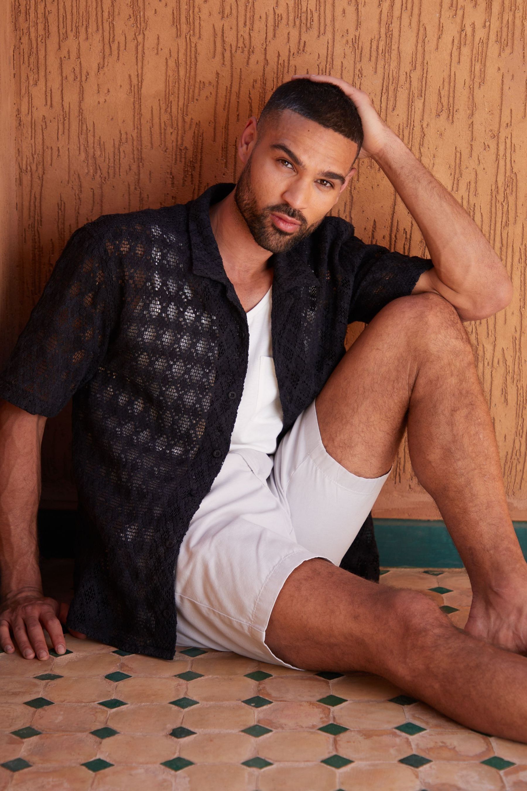 Buy Threadbare Black 100 Cotton Revere Collar Textured Short Sleeve Shirt from Next Austria