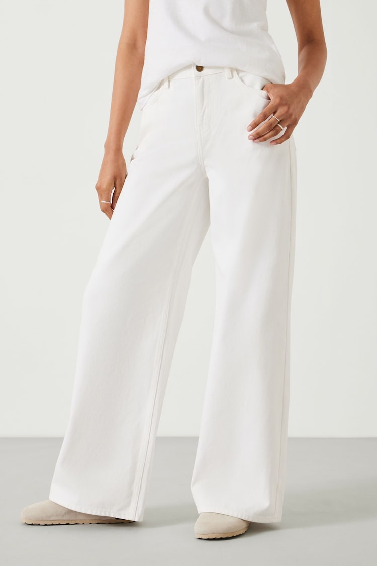 Hush White Abi Wide Leg 100% Cotton Jeans - Image 2 of 5