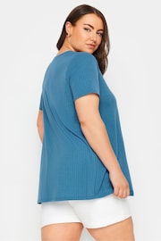 Yours Curve Blue Button Front Ribbed Tunics - Image 3 of 5