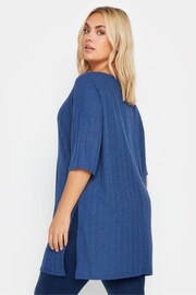 Yours Curve Blue Textured Oversized Top - Image 2 of 4