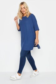 Yours Curve Blue Textured Oversized Top - Image 3 of 4