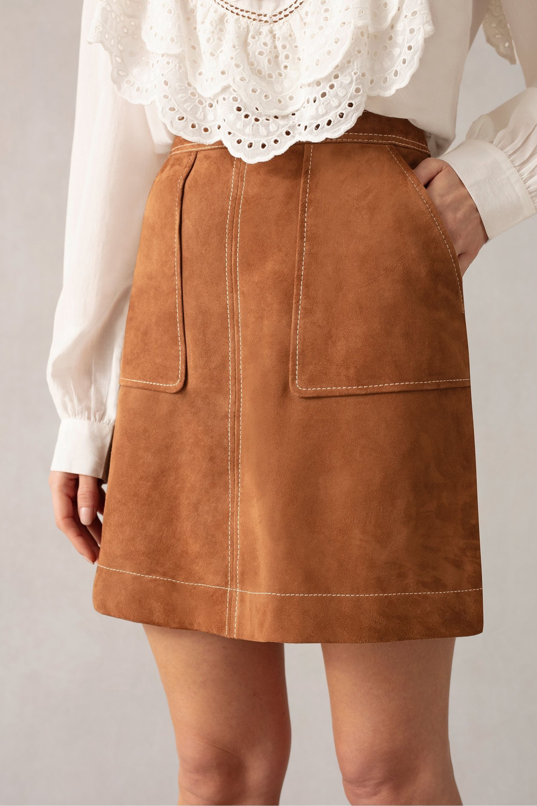 Buy Ro Zo Brown Suede Skirt from Next Luxembourg