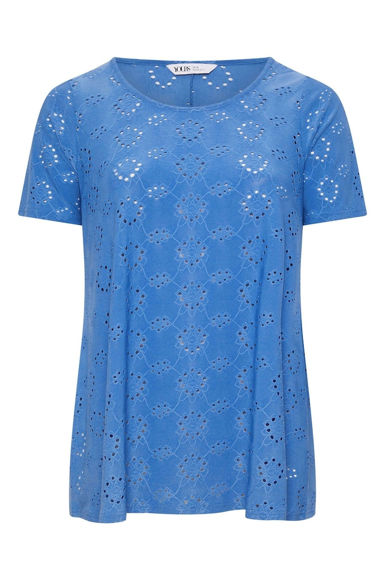 Yours Curve Blue Broderie Swing T-Shirt - Image 5 of 5