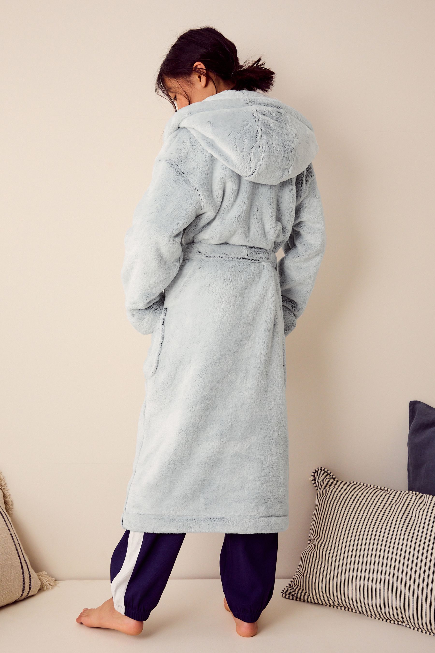 Buy Grey Longline Soft Touch Fleece Dressing Gown 7 16yrs from Next Luxembourg