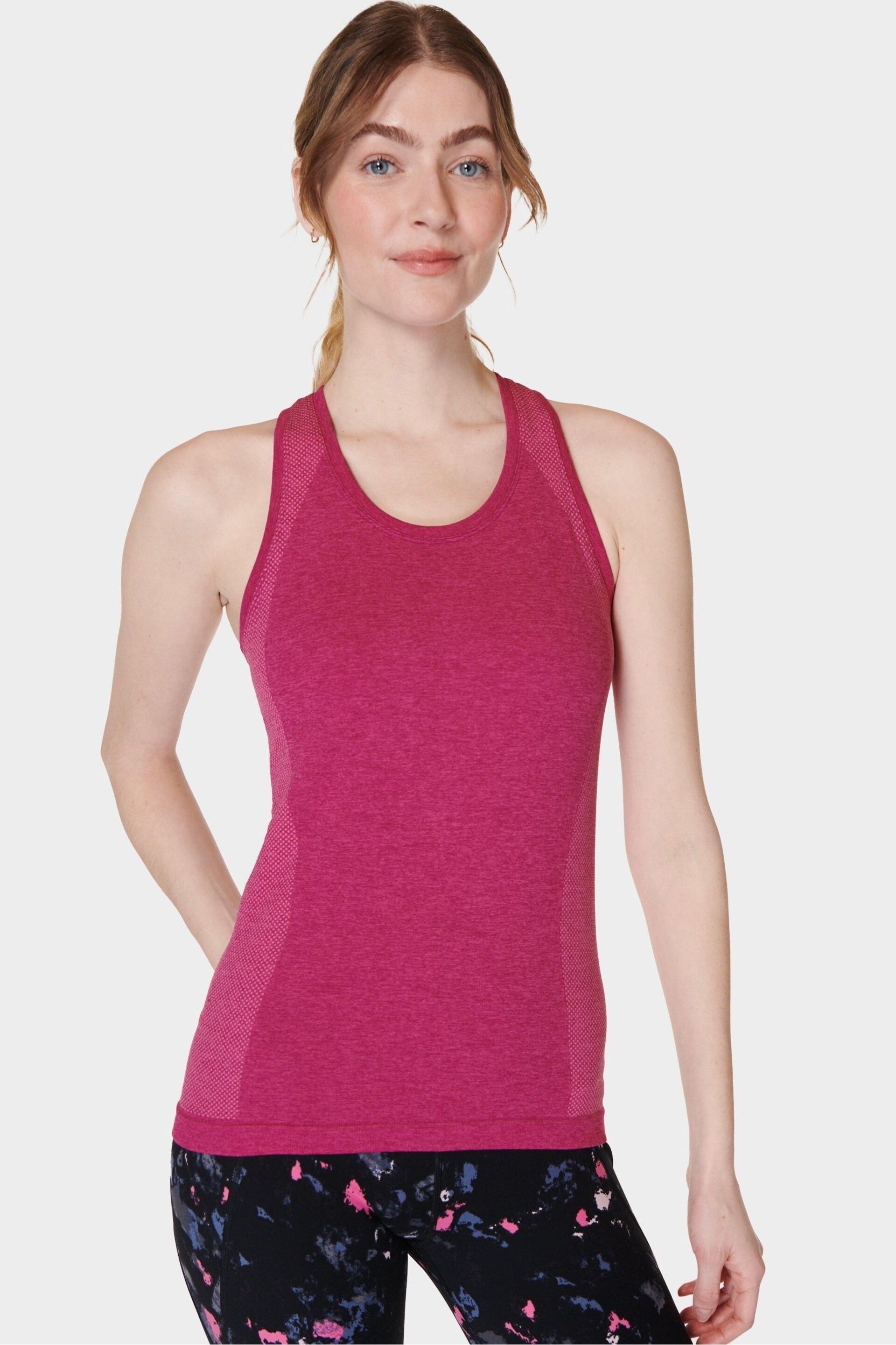 Sweaty Betty Camellia Pink Marl Athlete Seamless Workout Tank Top - Image 1 of 7