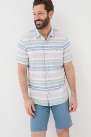 FatFace Purple Short Sleeve Trescott Stripe Shirt - Image 1 of 6