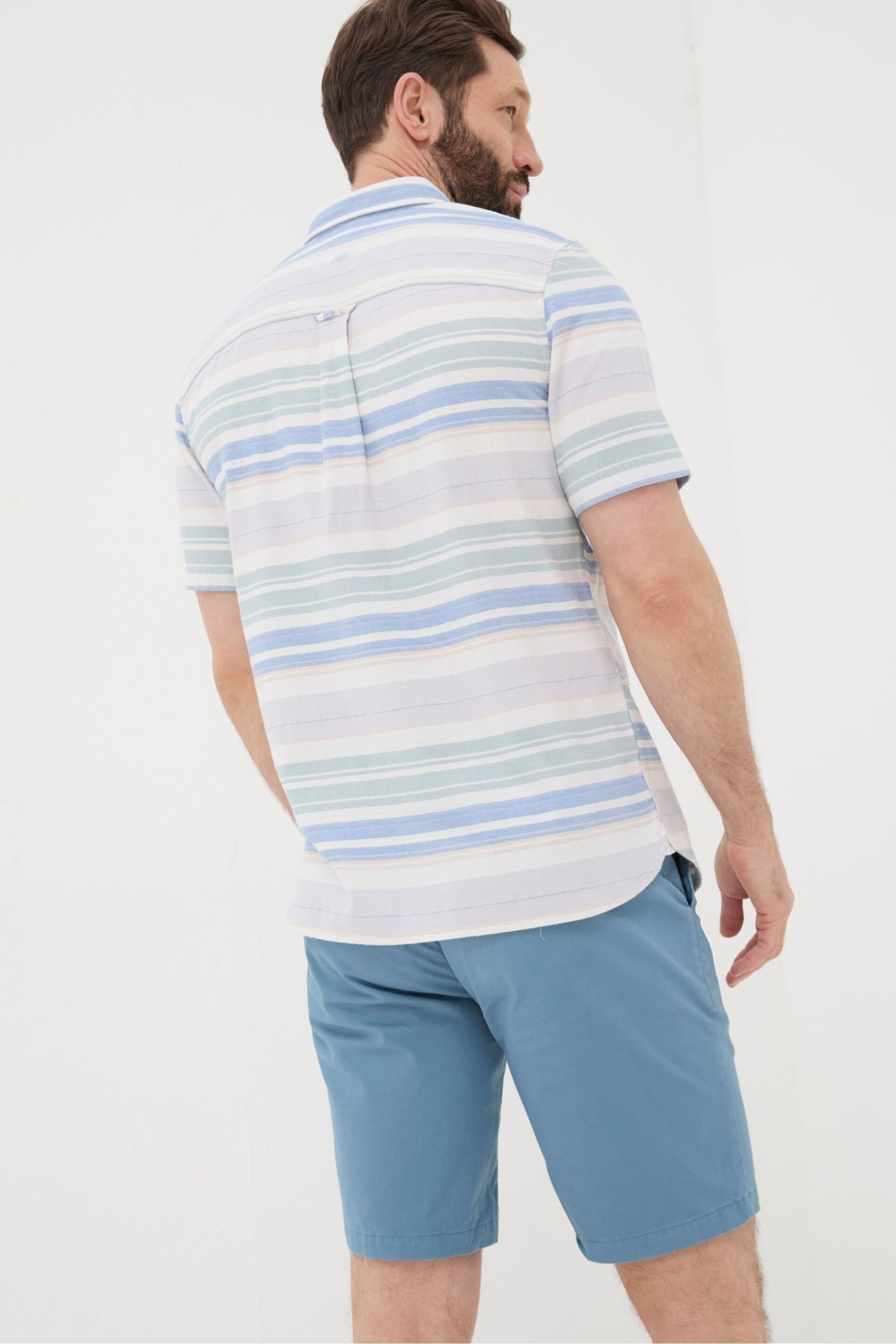 FatFace Purple Short Sleeve Trescott Stripe Shirt - Image 2 of 6