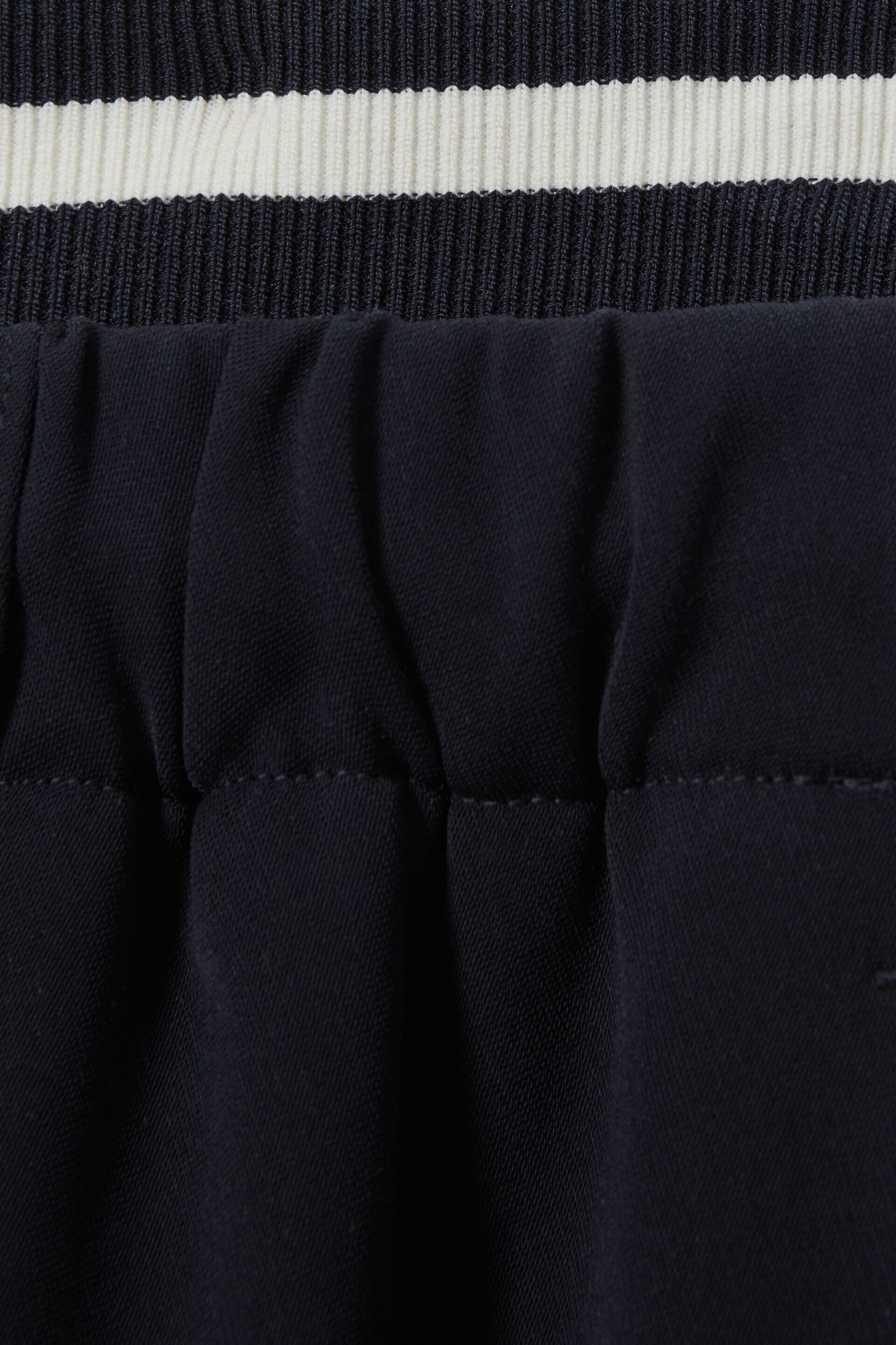 Reiss Navy Fleur Waistband Detail Wide Leg Trousers - Image 6 of 6