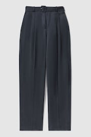 Reiss Navy Olivia Cupro Belted Suit Trousers - Image 2 of 5