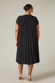Live Unlimited Curve Black Chiffon Pleated Black Midi Dress - Image 4 of 5