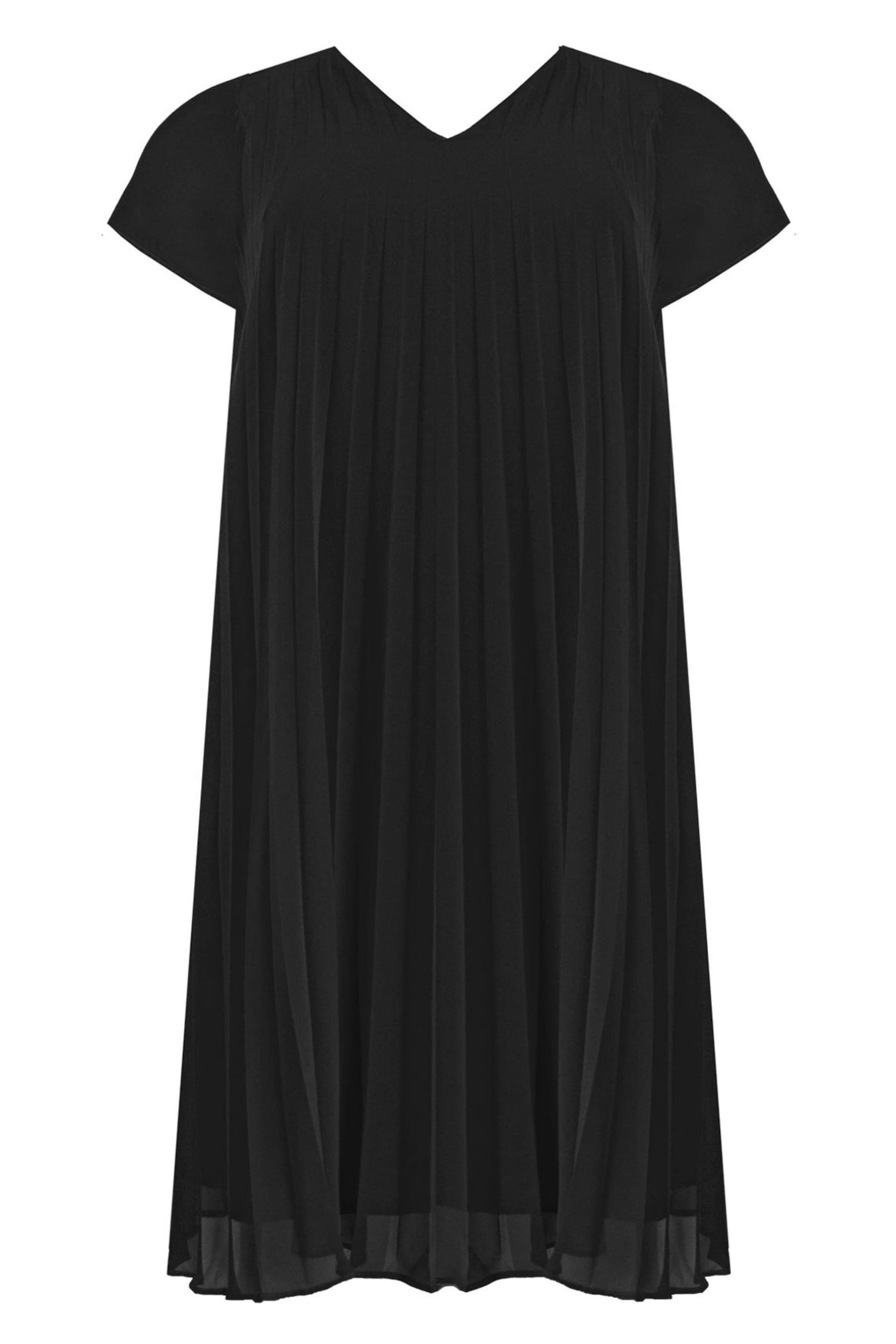 Live Unlimited Curve Black Chiffon Pleated Black Midi Dress - Image 5 of 5