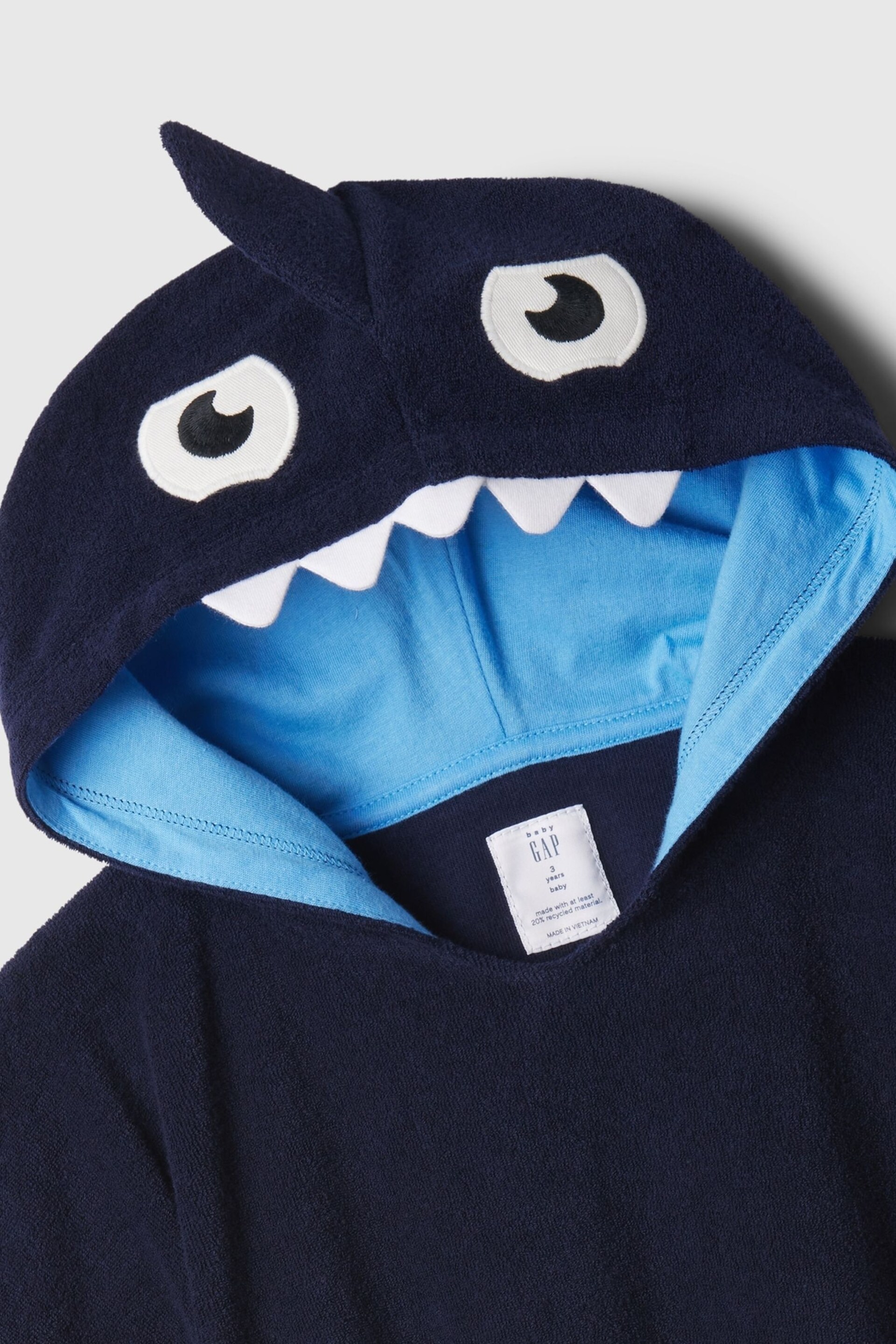 Gap Blue Towel Terry Shark Sleevless Swim Cover-Up (12mths-5yrs) - Image 3 of 3