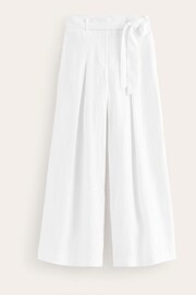 Boden White Palazzo Linen Trousers - Image 5 of 5