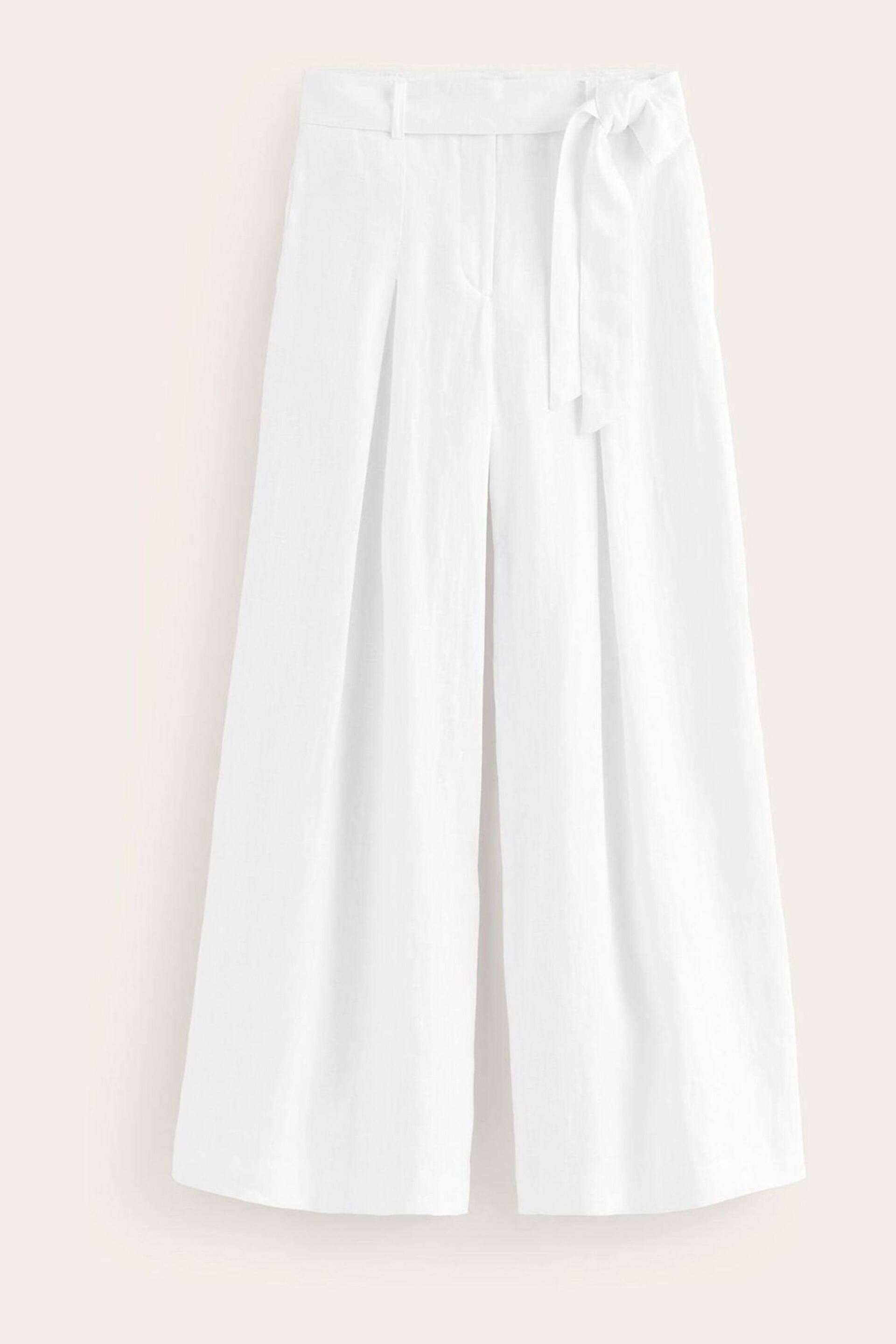 Boden White Palazzo Linen Trousers - Image 5 of 5