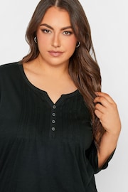 Yours Curve Black Pintuck Henley Top - Image 4 of 4