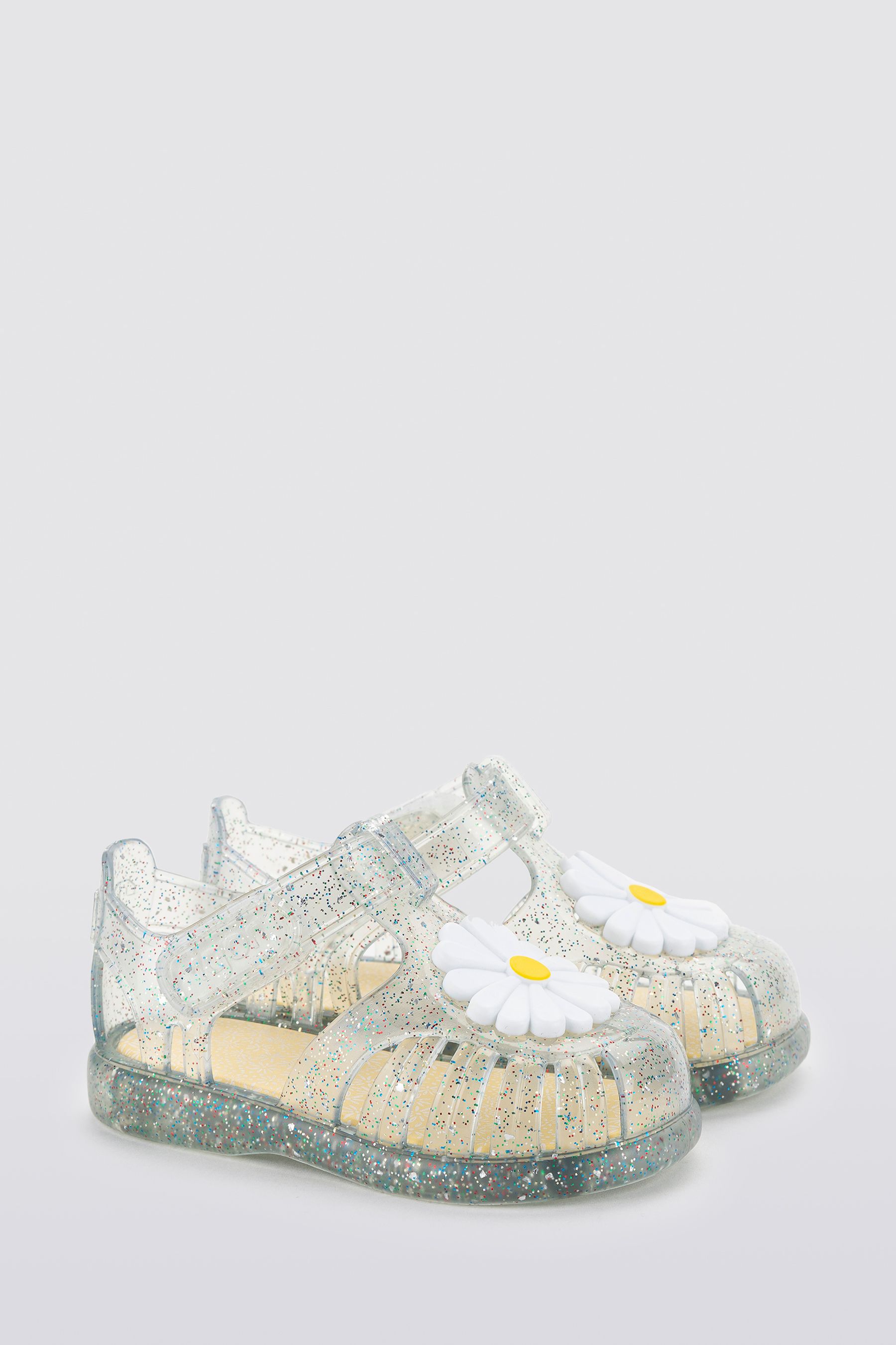 Igor Natural Clear Gloss Flor Glitter Sandals us4 Girls
