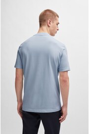 BOSS Blue Stretch-Cotton Regular-Fit T-Shirt With Contrast Logo - Image 2 of 5