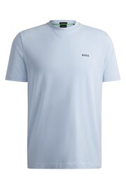 BOSS Blue Stretch-Cotton Regular-Fit T-Shirt With Contrast Logo - Image 5 of 5