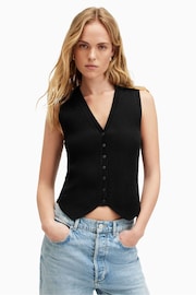 AllSaints Black Cruz Waistcoat - Image 1 of 6