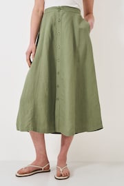 Crew Clothing Linen Blend Button Through Skirt - Image 3 of 5