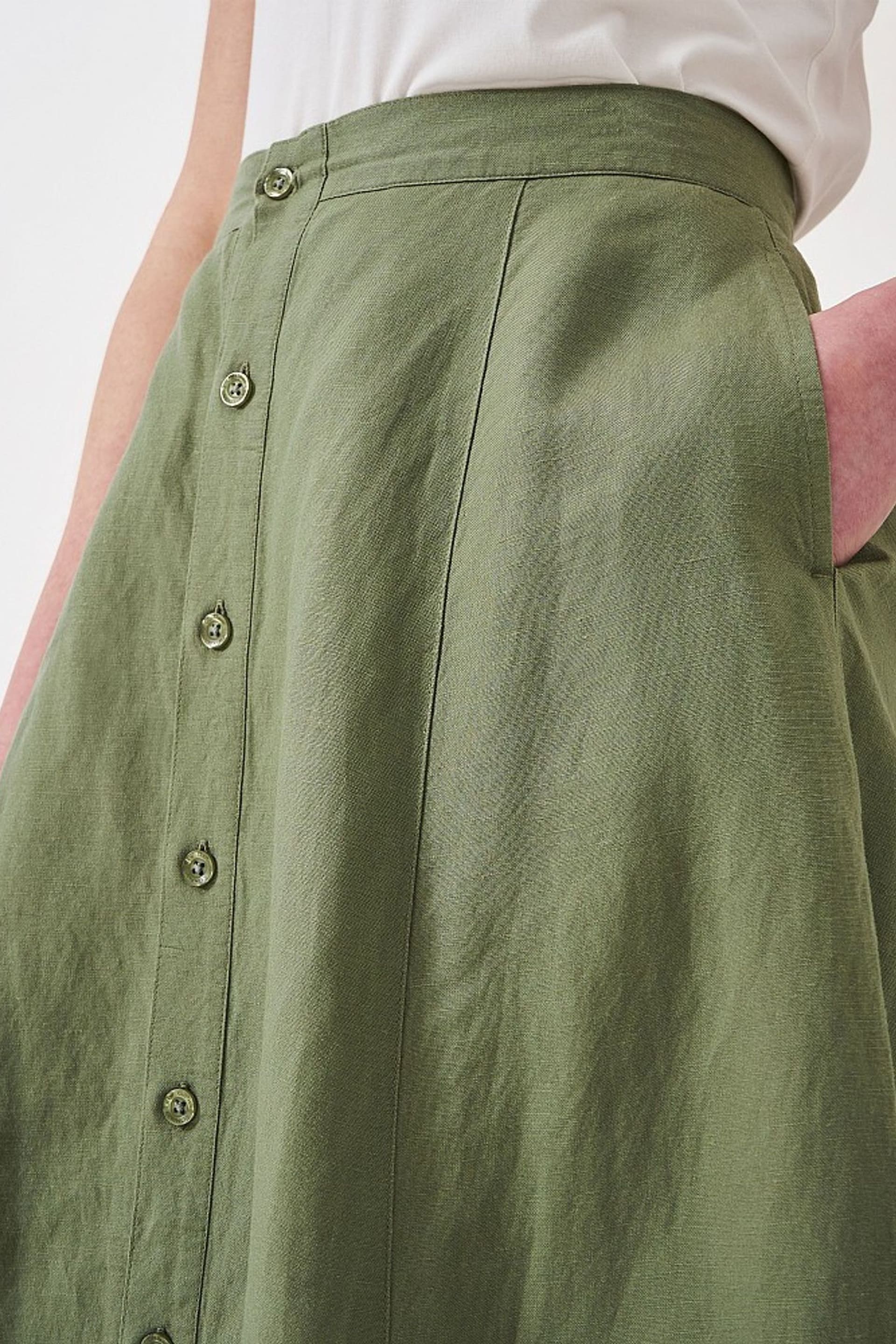 Crew Clothing Linen Blend Button Through Skirt - Image 4 of 5